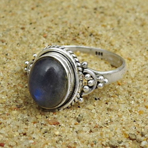 925 Silver Jewelry Labradorite Gemstone Handmade Ring Size 8 S6