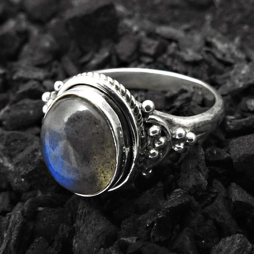 Labradorite Gemstone Handmade Jewelry 925 Sterling Silver Ring Size 6 U6