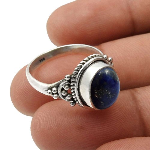 Oval Lapis Gemstone Ring For Women Size 8 925 Sterling Silver Jewelry H7