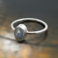 Labradorite Gemstone Jewelry For Girls 925 Fine Silver Ring Size 8 W7