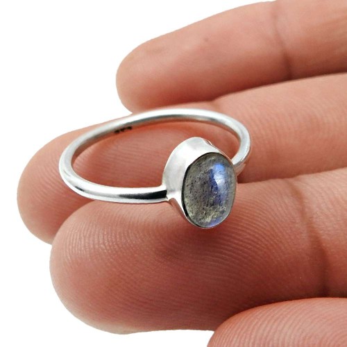 925 Fine Silver Jewelry Labradorite Gemstone Handmade Ring Size 8.5 Z7