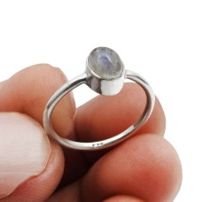 925 Silver Jewelry For Women Rainbow Moonstone Gemstone Ring Size 7 C8