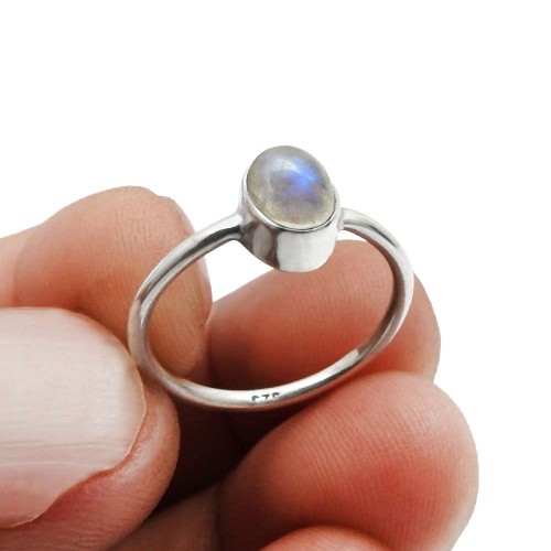 Rainbow Moonstone Gemstone Handmade Ring Size 8 925 Silver Fine Jewelry G8