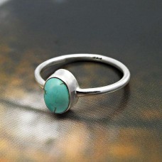 925 Fine Silver Jewelry Turquoise Gemstone Ring For Women Size 9 Q4