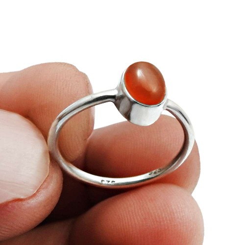 Carnelian Gemstone Jewelry 925 Sterling Silver Ring For Girls Size 8.5 V8
