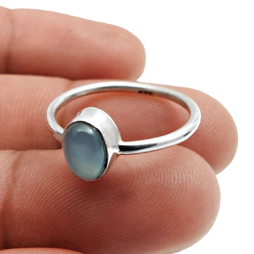 Chalcedony Gemstone Jewelry 925 Sterling Silver Ring For Birthday Size 6 W8