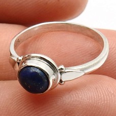 Lapis Lazuli Gemstone Jewelry 925 Sterling Silver Ring Size 5 A11