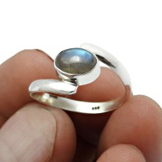 925 Silver Jewelry Labradorite Gemstone Ring For Women Size 6.5 F9