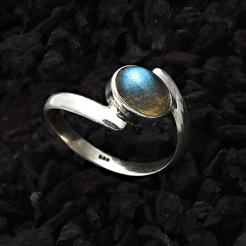 925 Sterling Silver Jewelry Labradorite Gemstone Ring For Girls Size 9 G9