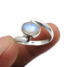 925 Fine Silver Jewelry Rainbow Moonstone Gemstone Ring For Women Size 7 L9