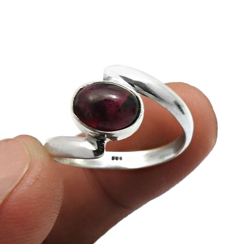 Oval Garnet Gemstone Jewelry 925 Sterling Silver Ring For Women Size 8 N9