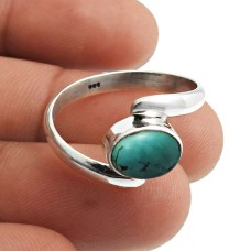 925 Fine Silver Jewelry For Women Turquoise Gemstone Ring Size 9 T9