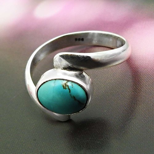 Turquoise Gemstone Jewelry 925 Fine Silver Ring For Women Size 6 U9
