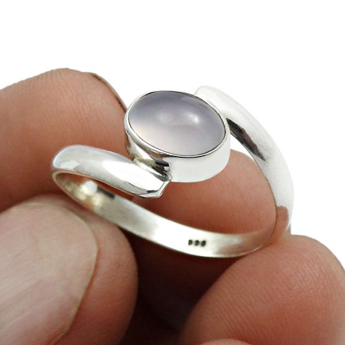 Chalcedony Gemstone Ring Size 7.5 925 Silver Fine Jewelry For Girls D10
