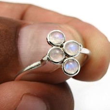 Rainbow Moonstone Gemstone Jewelry 925 Sterling Silver Ring Size 8.5 L11