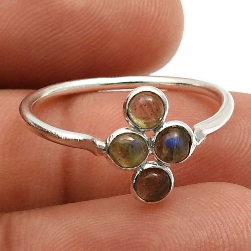 Labradorite Gemstone Ring Size 7 925 Sterling Silver Jewelry U11