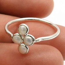 925 Sterling Fine Silver Jewelry Pearl Ring Size 7 Y11