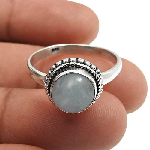 Aquamarine Gemstone Handmade Ring Size 7 925 Sterling Silver Jewelry H11