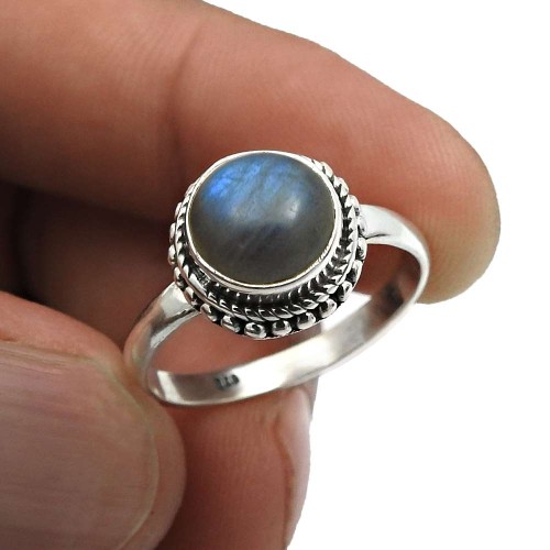 Blue Labradorite Gemstone Ring For Women Size 8 925 Sterling Silver Jewelry K10