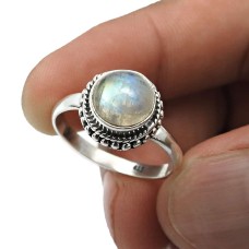 925 Silver Jewelry Rainbow Moonstone Gemstone Ring For Girls Size 9 Q2