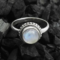 925 Silver Jewelry For Girls Rainbow Moonstone Gemstone Ring Size 9 R10