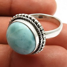 Larimar Gemstone Ring Size 8 925 Sterling Silver Jewelry A12