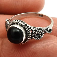 Onyx Gemstone Ring Size 7 925 Sterling Silver HANDMADE Jewelry D12