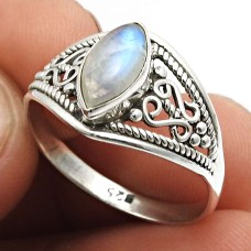 925 Silver Jewelry Rainbow Moonstone Gemstone Handmade Ring Size 8 R11
