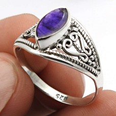 925 Fine Silver Handmade Jewelry Amethyst Gemstone Ring Size 9 F12