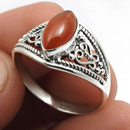 Carnelian Gemstone Ring Size 9 925 Sterling Silver Jewelry For Women Q4