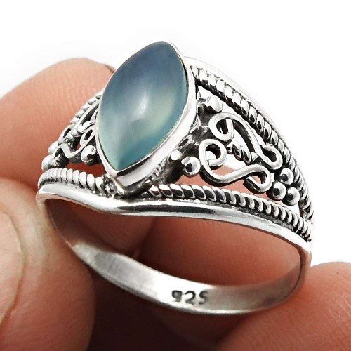 Chalcedony Gemstone Ring Size 7 925 Silver Fine Jewelry For Women Y12