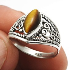925 Silver Jewelry Tiger'S Eye Gemstone Ring For Women Size 6 G13