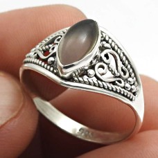 925 Sterling Silver Jewelry Smoky Quartz Gemstone Ring For Girls Size 6 H13