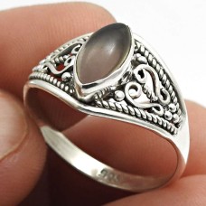 925 Fine Silver Jewelry Smoky Quartz Gemstone Handmade Ring Size 8.5 K13