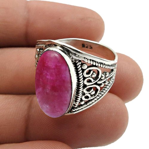 Oval Ruby Gemstone Ring Size 8 925 Sterling Silver Jewelry For Girls W13