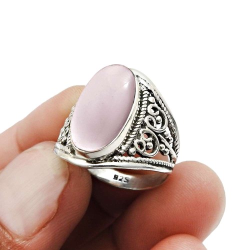 Rose Quartz Gemstone Ring Size 8 925 Silver Fine Jewelry For Women M14