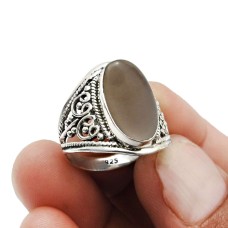 925 Silver Jewelry Smoky Quartz Gemstone Handmade Ring Size 7 X14