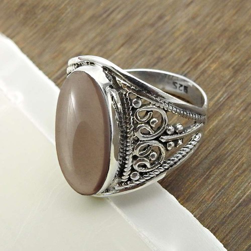925 Sterling Silver Jewelry Smoky Quartz Gemstone Ring For Women Size 9 Y14