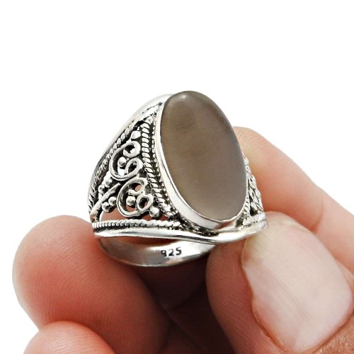 Smoky Quartz Gemstone Handmade Ring Size 8 925 Sterling Silver Jewelry Z14