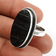 Wedding Gift 925 Silver Jewelry Black Tourmaline Gemstone Healing Ring Size 6 R34