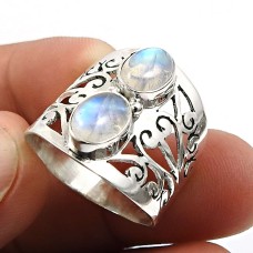 Rainbow Moonstone Gemstone Ring Size 9 925 Sterling Silver Fine Jewelry N11