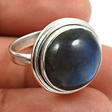 Labradorite Gemstone Ring Size 6 925 Sterling Silver Jewelry U4