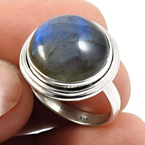 Labradorite Gemstone Ring Size 7 925 Sterling Silver Jewelry Y4