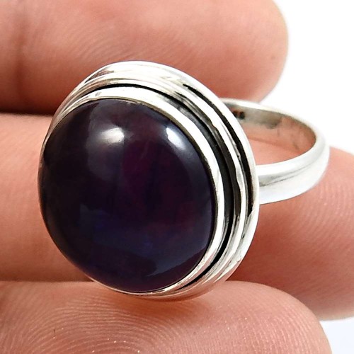 925 Sterling Silver Jewelry Amethyst Gemstone Ring Size 6 P5