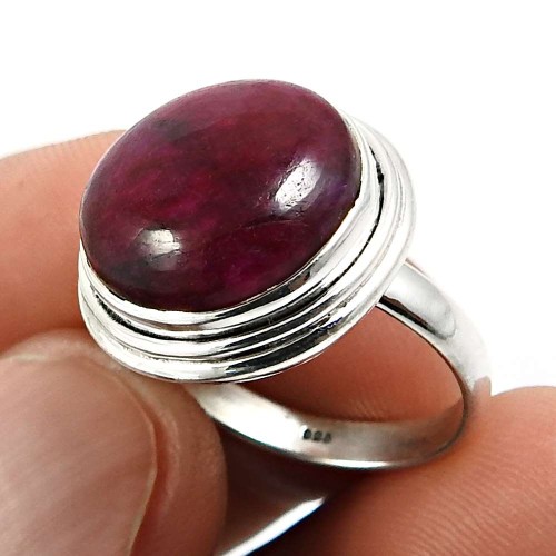 Ruby Gemstone Ring Size 6 925 Solid Sterling Silver Jewelry Q1