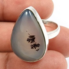 925 Sterling Fine Silver Jewelry Montana Gemstone Ring Size 6 W5