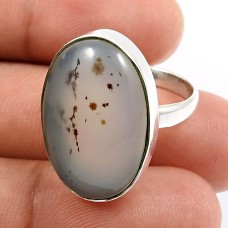 925 Sterling Fine Silver Jewelry Montana Gemstone Ring Size 7 E6