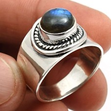 925 Sterling Fine Silver Jewelry Labradorite Gemstone Ring Size 9 X12