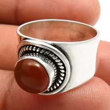 Carnelian Gemstone Ring Size 7 925 Solid Sterling Silver Jewelry Y12