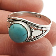 Turquoise Gemstone Jewelry 925 Solid Sterling Silver Ring Size 8 B37